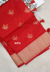 Classic Red - Raaga - Raw Mango Tussar Silk with Trendy buttas and Getti Border with piping